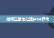  如何正确地处理Java异常